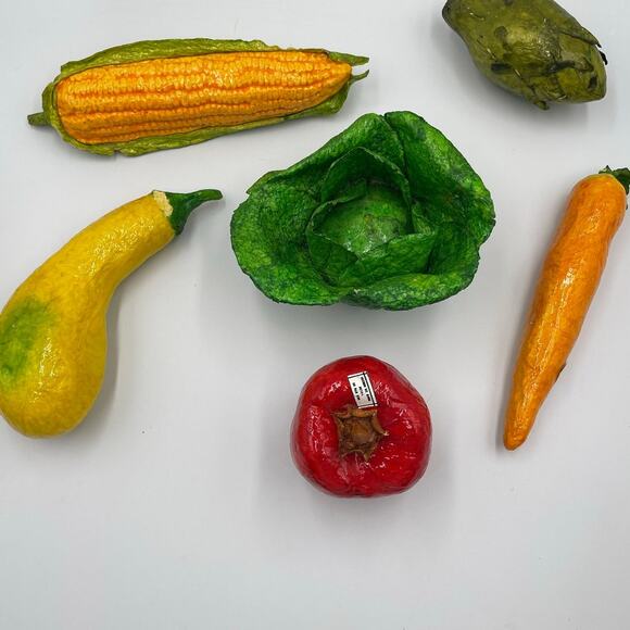 Mexican Paper Mache Vegetables Set Food Corn Lettuce Pepper Kitchen Decor Carrot - Picture 2 of 9